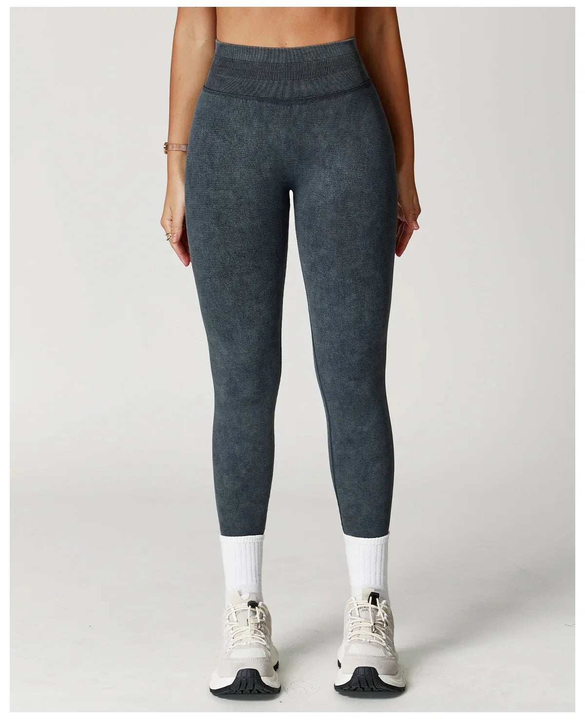 Yoga Leggings Seamless Ribbed High-Waist Ankle-Length