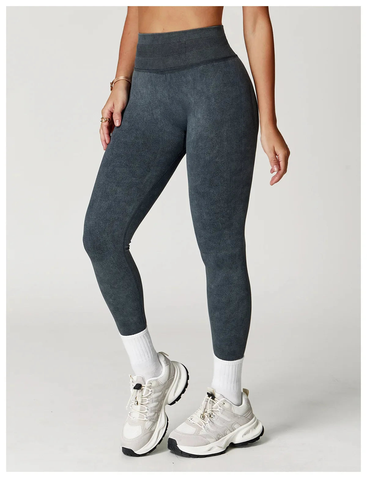Yoga Leggings Seamless Ribbed High-Waist Ankle-Length