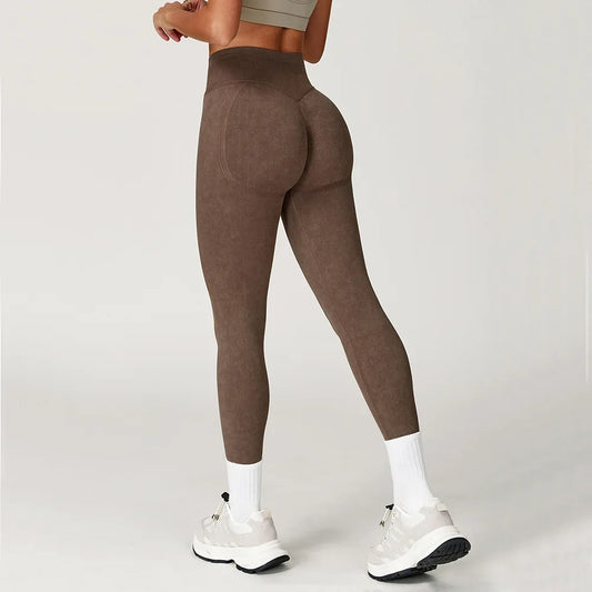 Yoga Leggings Seamless Ribbed High-Waist Ankle-Length