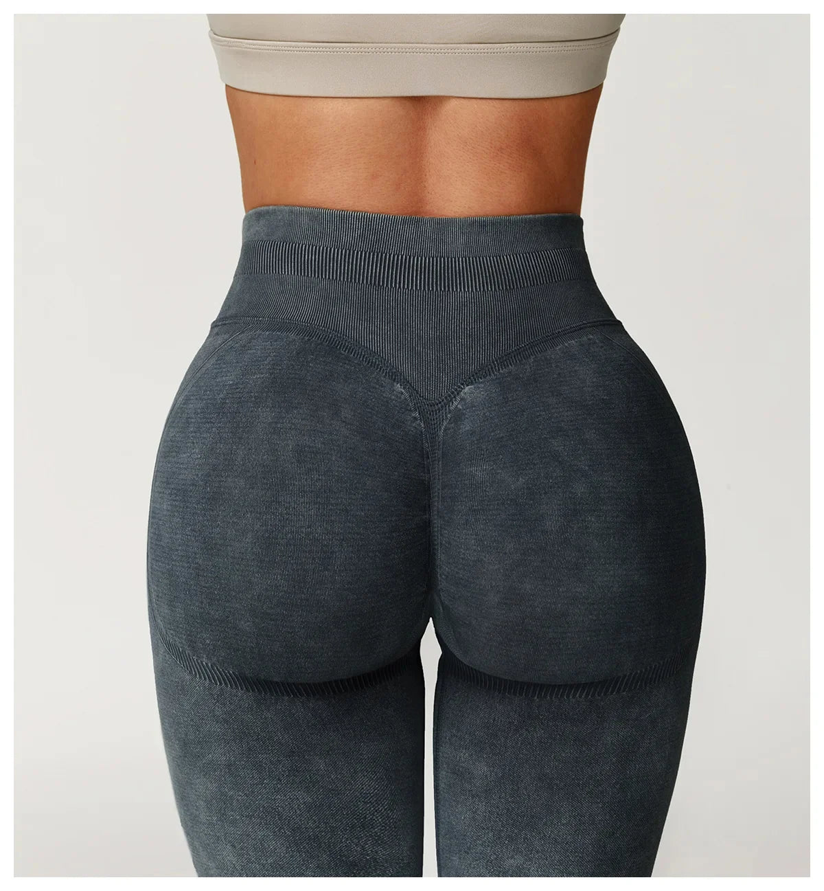 Yoga Leggings Seamless Ribbed High-Waist Ankle-Length