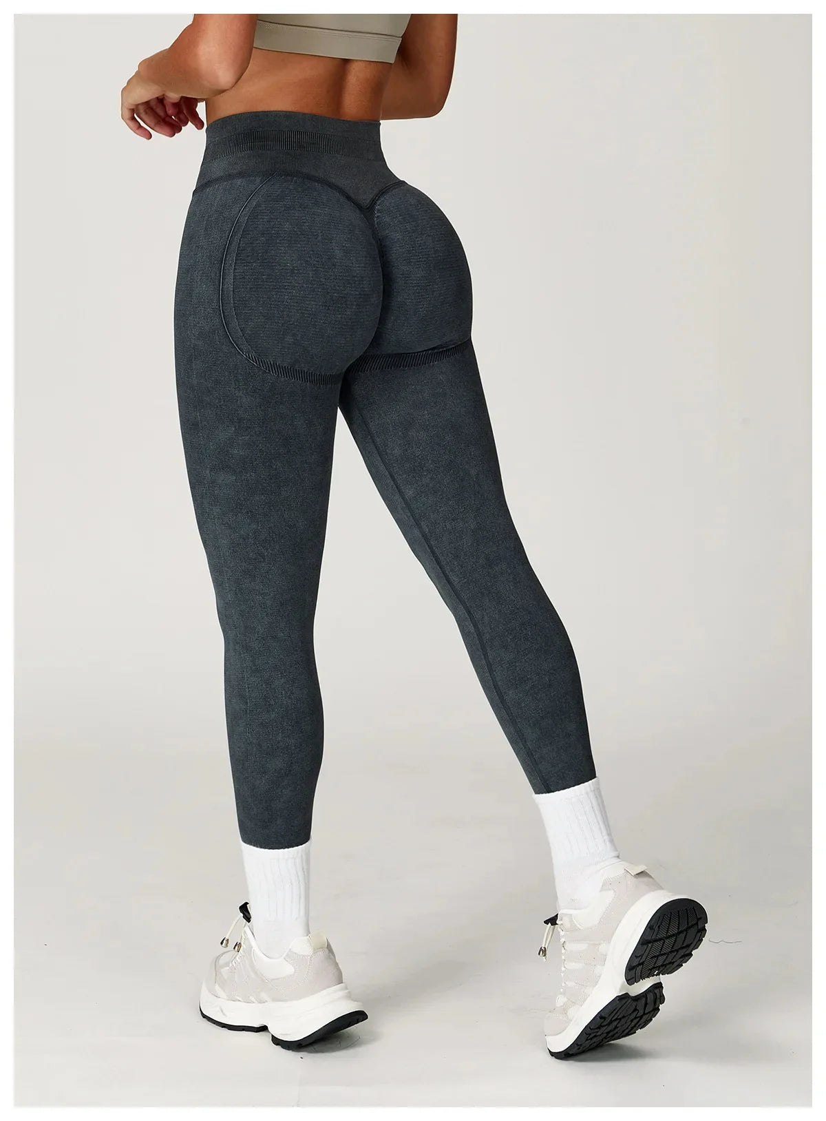 Yoga Leggings Seamless Ribbed High-Waist Ankle-Length