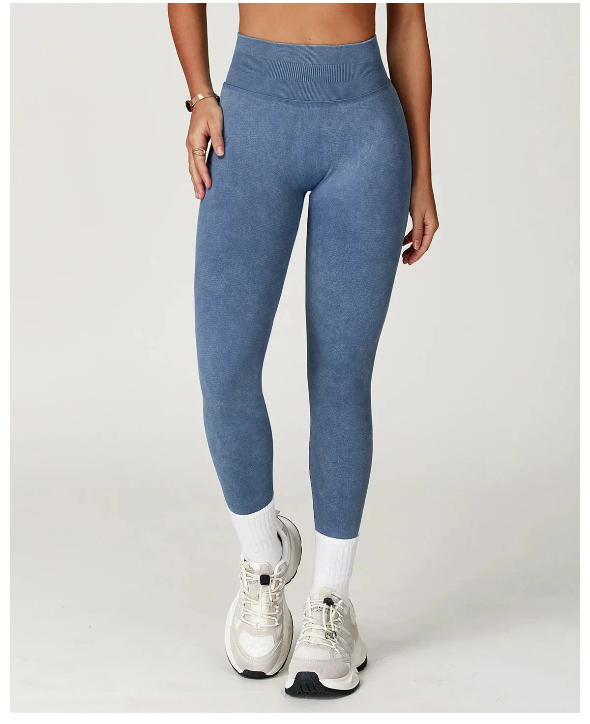 Yoga Leggings Seamless Ribbed High-Waist Ankle-Length
