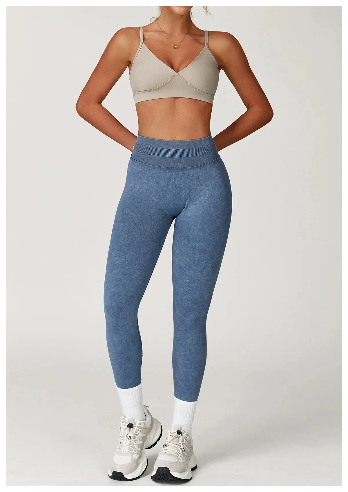 Yoga Leggings Seamless Ribbed High-Waist Ankle-Length