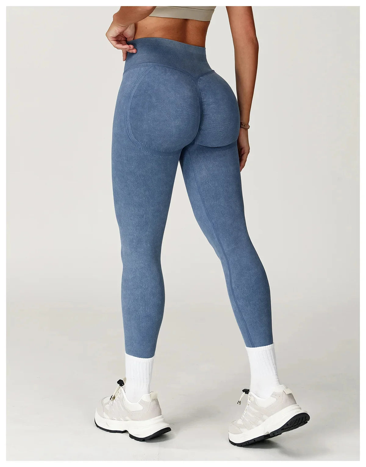Yoga Leggings Seamless Ribbed High-Waist Ankle-Length