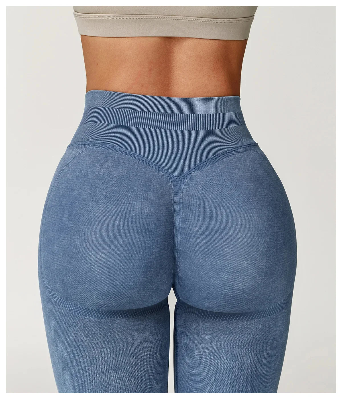 Yoga Leggings Seamless Ribbed High-Waist Ankle-Length