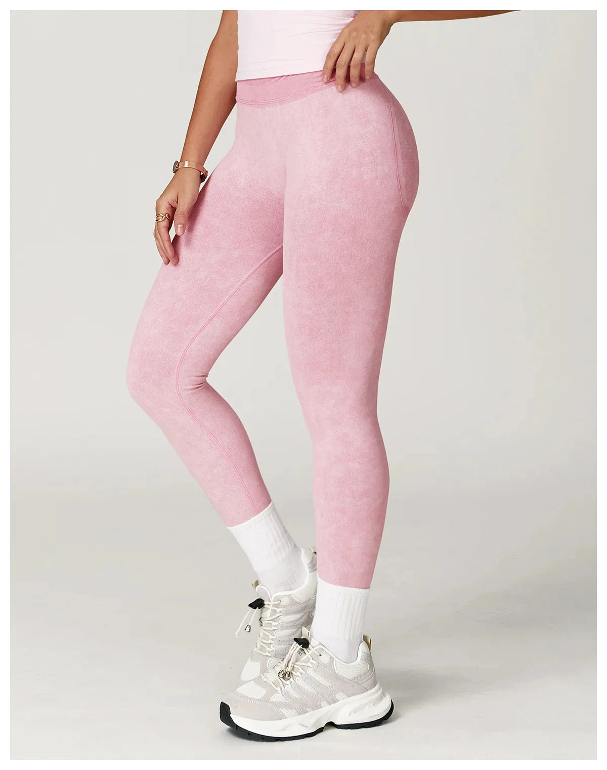 Yoga Leggings Seamless Ribbed High-Waist Ankle-Length