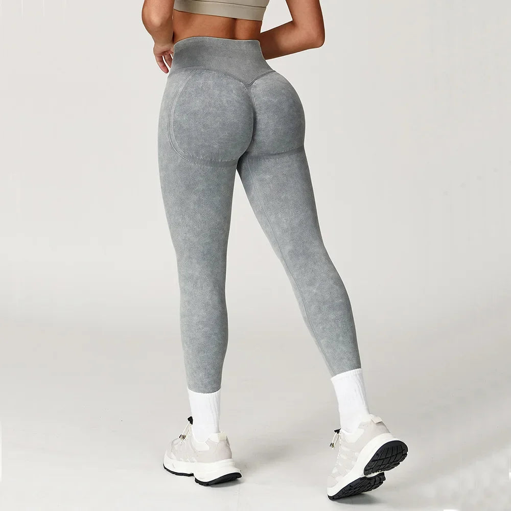 Yoga Leggings Seamless Ribbed High-Waist Ankle-Length