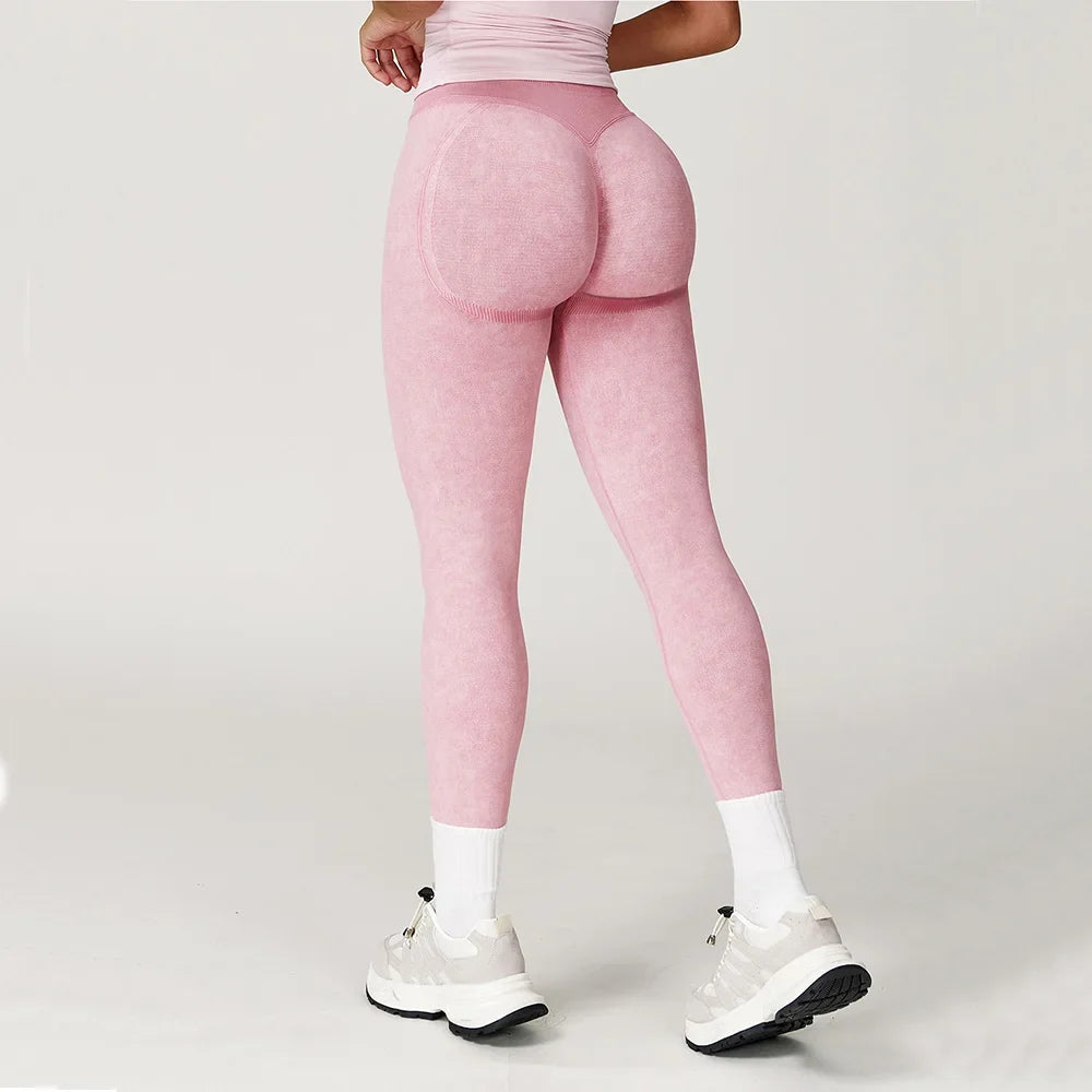 Yoga Leggings Seamless Ribbed High-Waist Ankle-Length