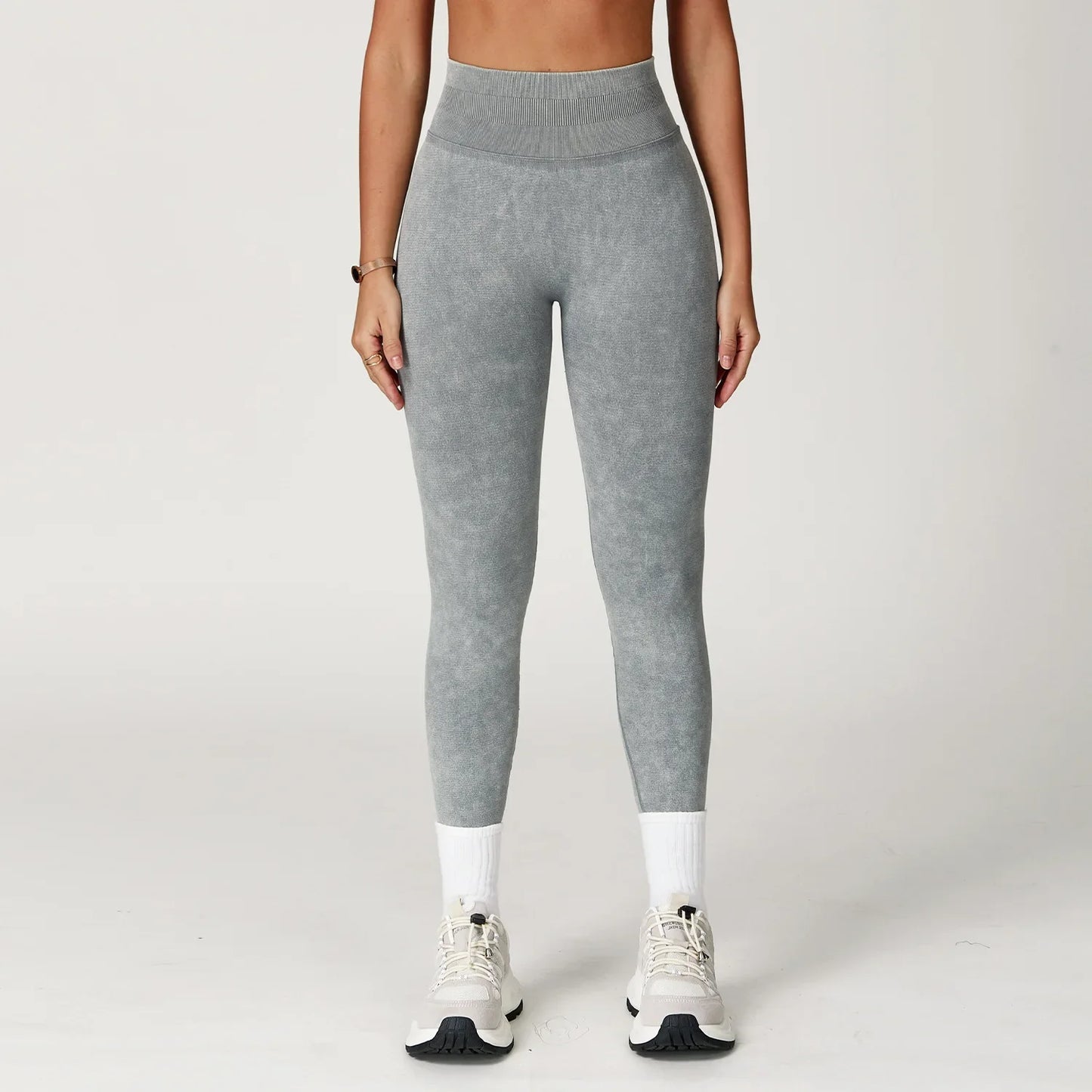 Yoga Leggings Seamless Ribbed High-Waist Ankle-Length