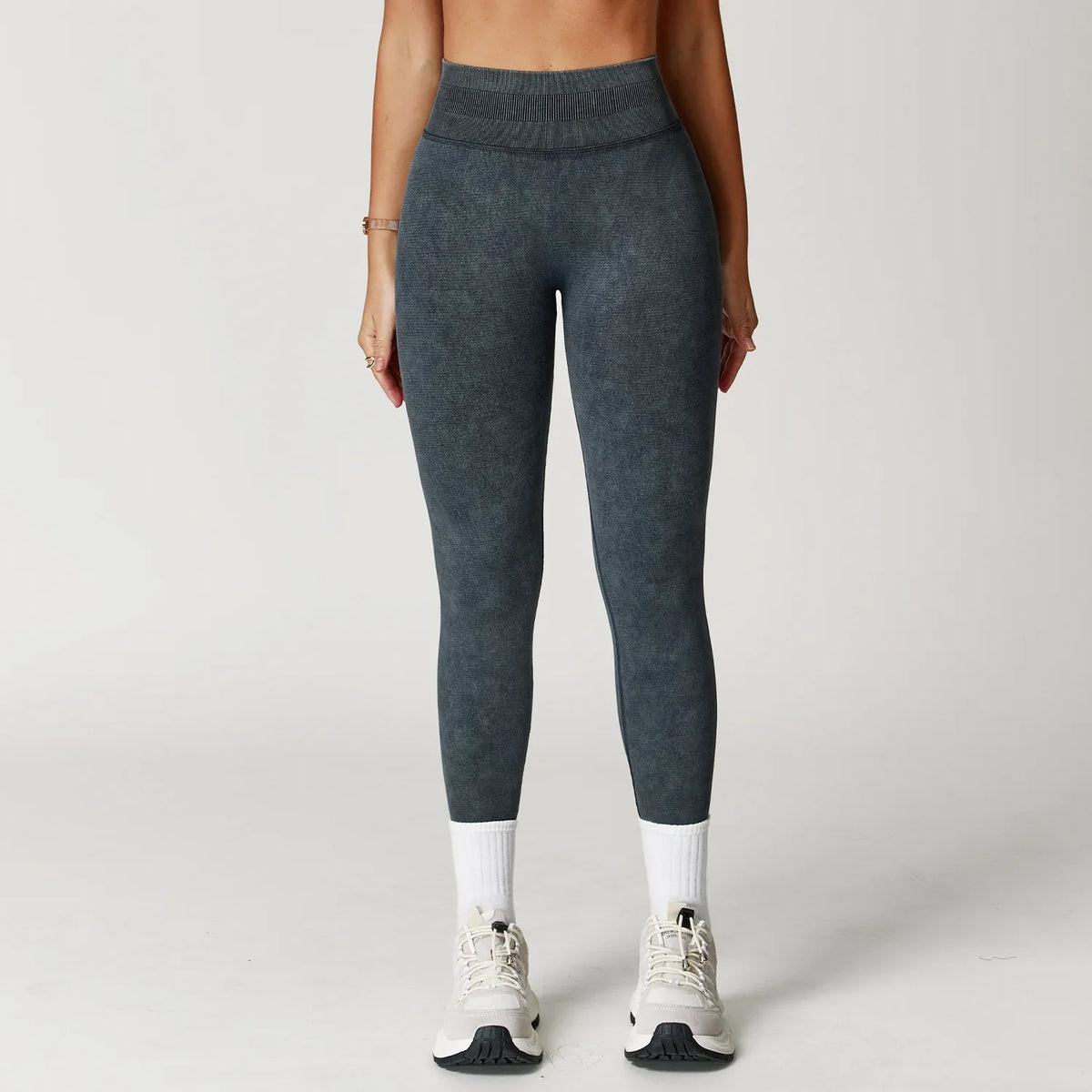 Yoga Leggings Seamless Ribbed High-Waist Ankle-Length