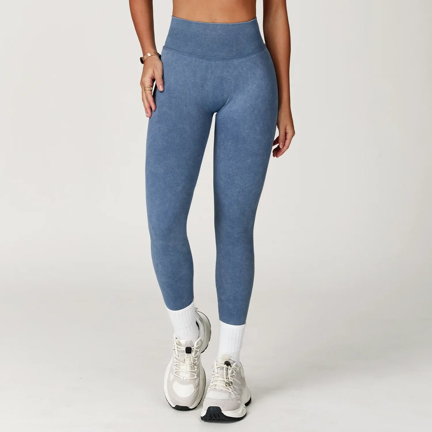 Yoga Leggings Seamless Ribbed High-Waist Ankle-Length