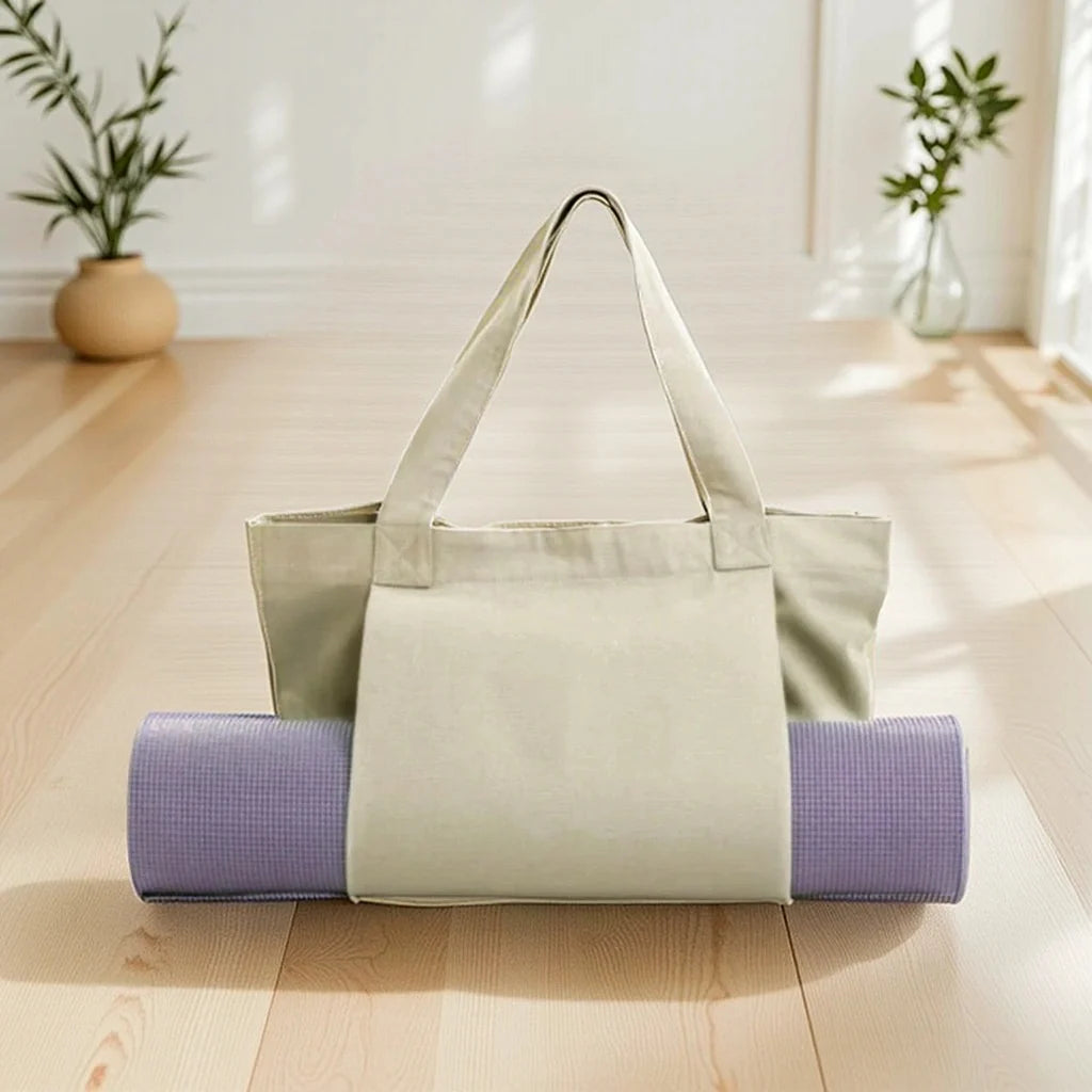 Yoga Mat Carry Bag Canvas Adjustable Strap Extra Storage