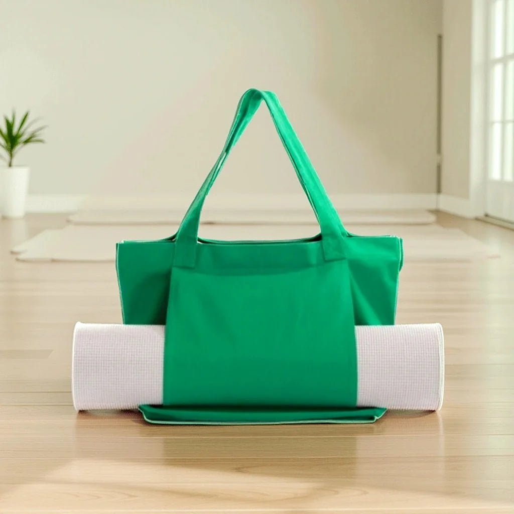 Yoga Mat Carry Bag Canvas Adjustable Strap Extra Storage