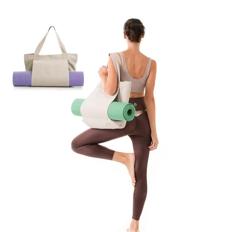 Yoga Mat Carry Bag Canvas Adjustable Strap Extra Storage