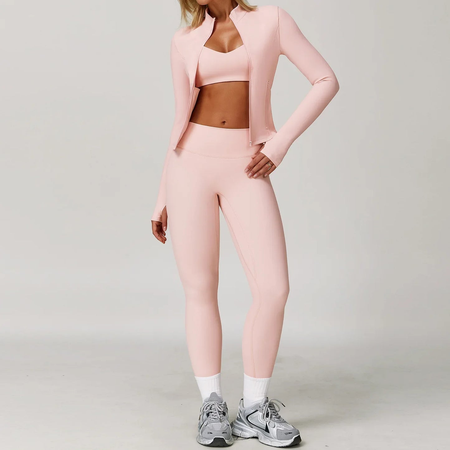 Yoga Set Seamless Long Sleeve Quick-Dry