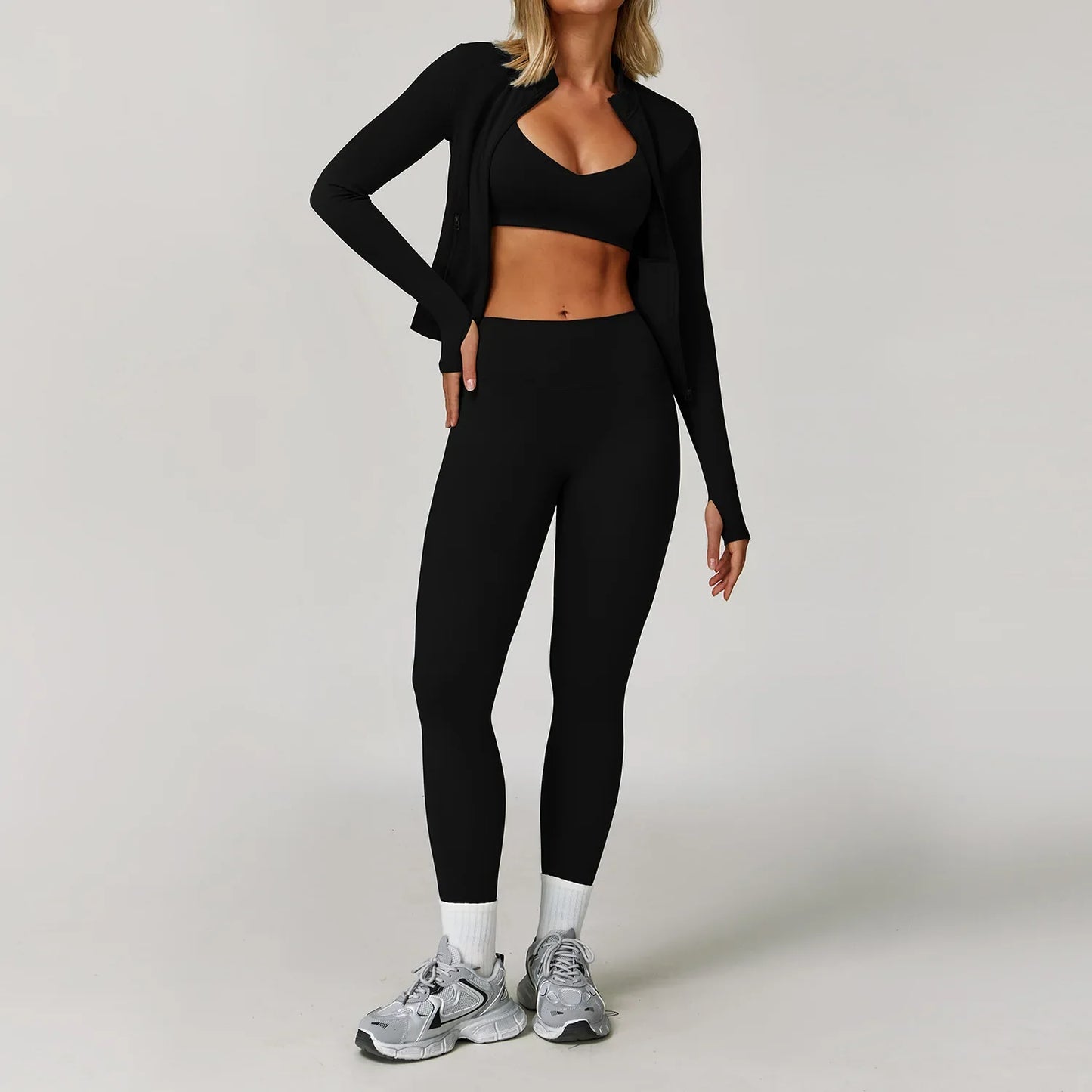 Yoga Set Seamless Long Sleeve Quick-Dry