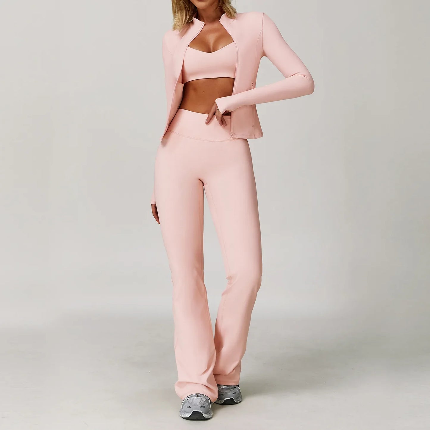 Yoga Set Seamless Long Sleeve Quick-Dry
