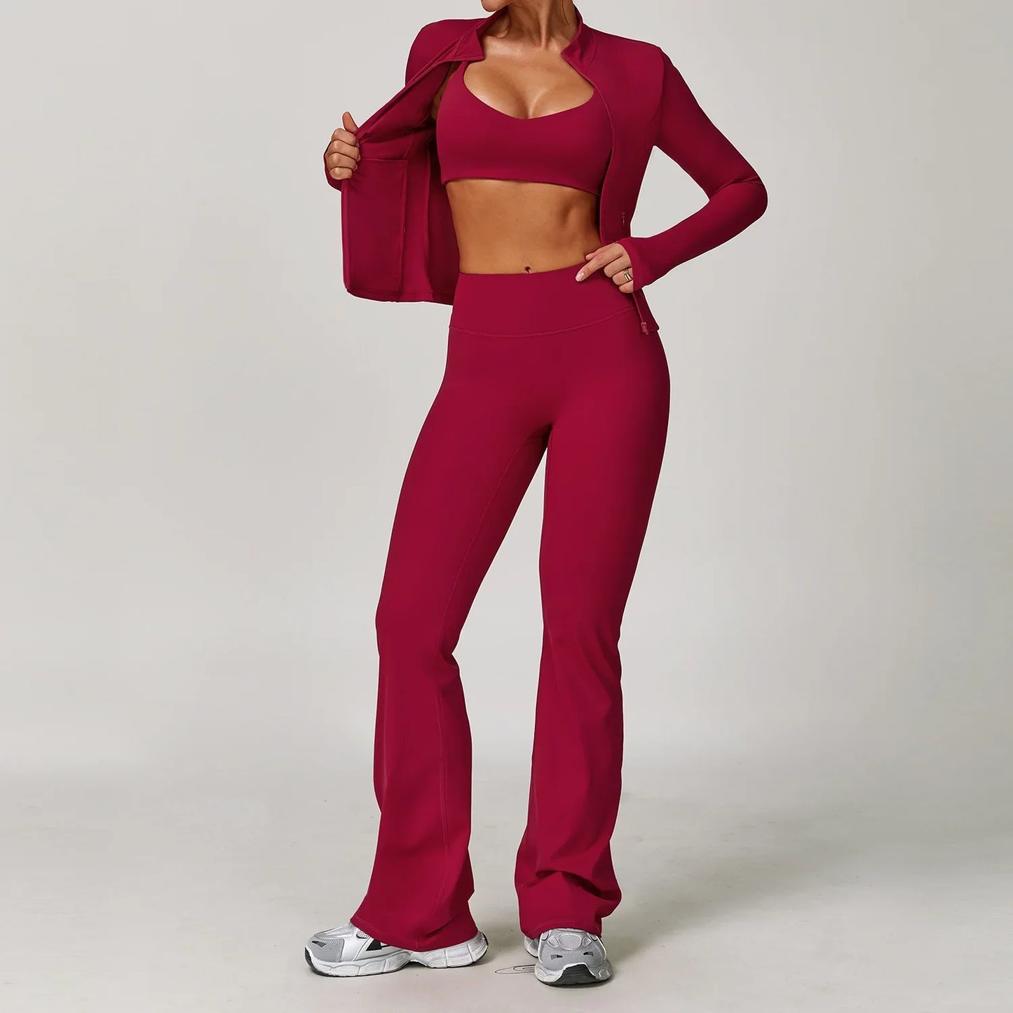 Yoga Set Seamless Long Sleeve Quick-Dry