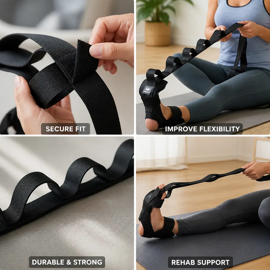 Yoga Strap Adjustable Multi-Loop Velcro Fastening