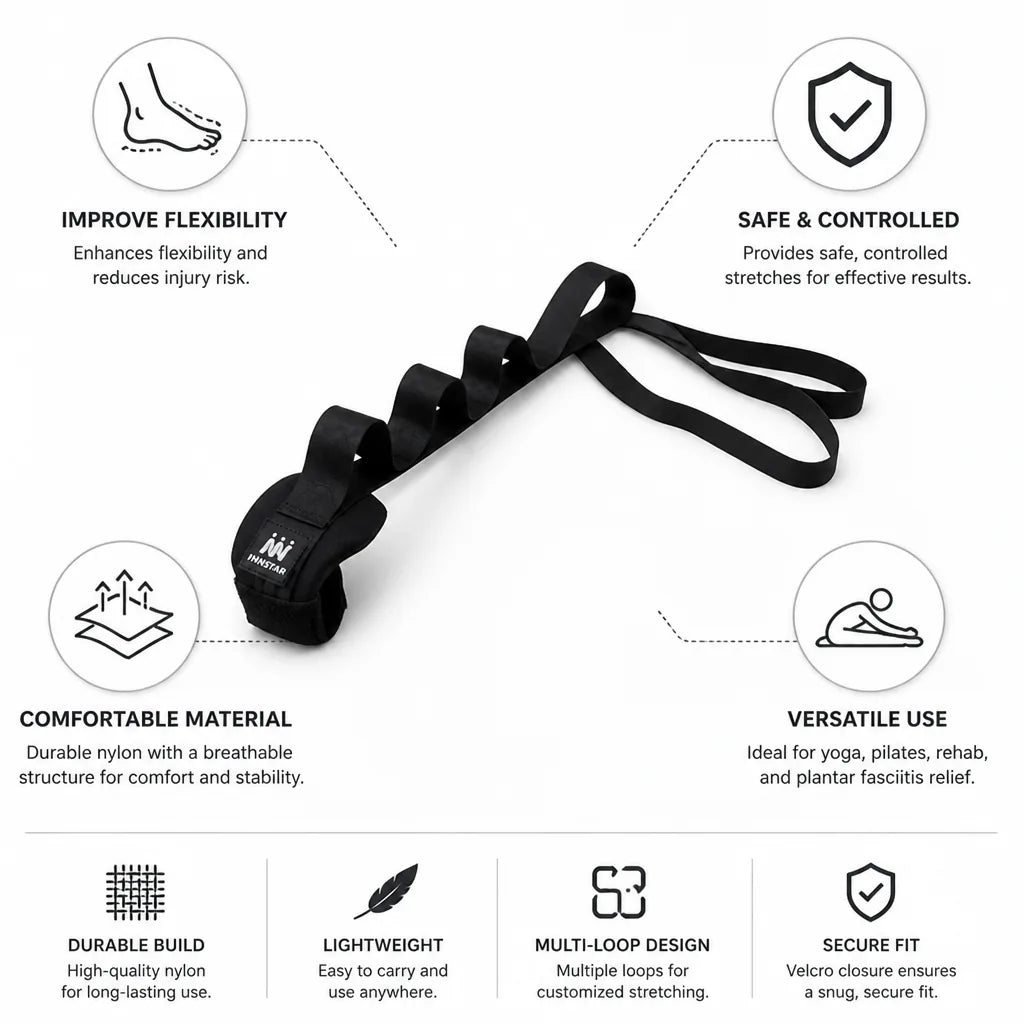Yoga Stretching Strap Multi-Loop Nylon & Cotton Trim