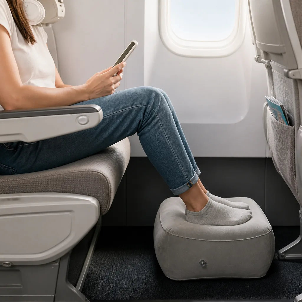 Adjustable Inflatable Footrest Pillow for Travel