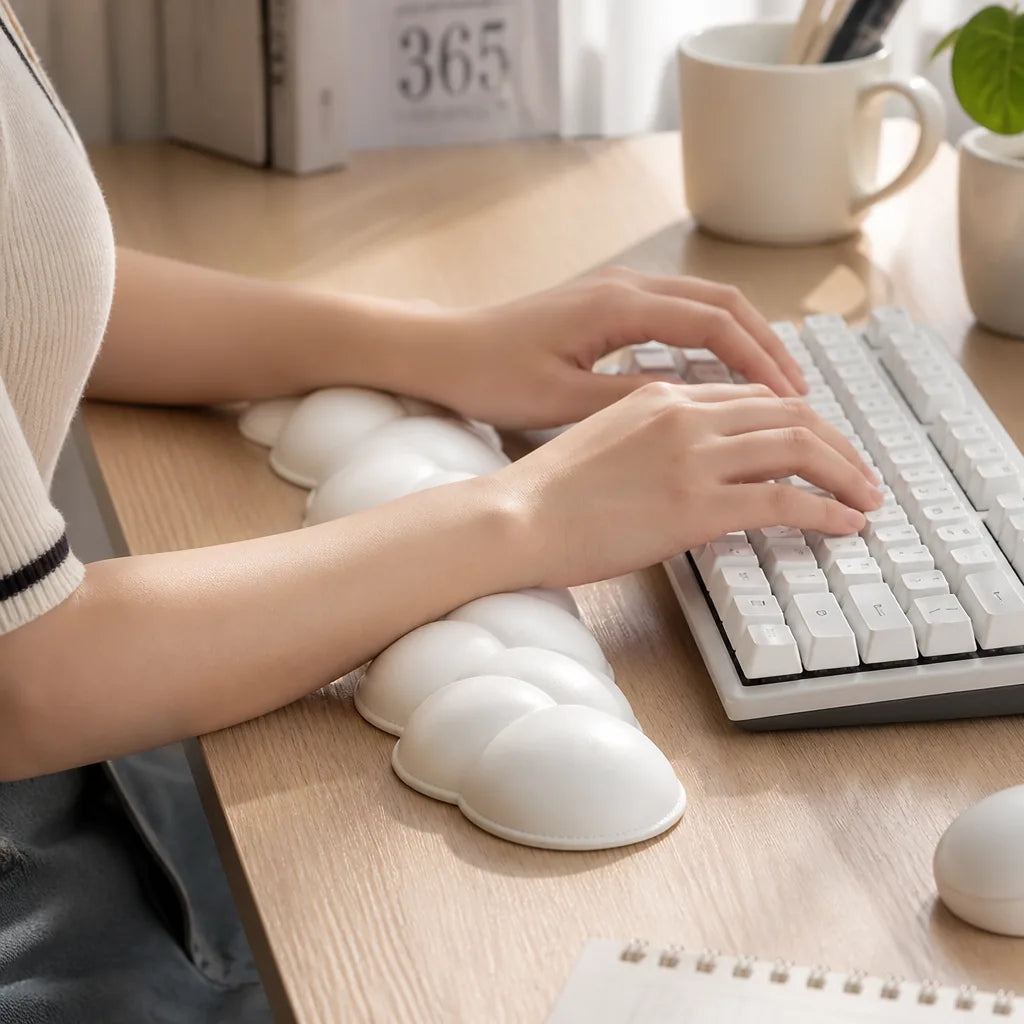 Cloud-Shaped Memory Foam Keyboard Wrist Rest with Non-Slip Base