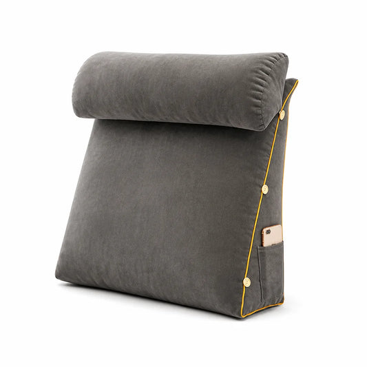 Contoured Wedge Lumbar Support Pillow with Side Storage Pocket