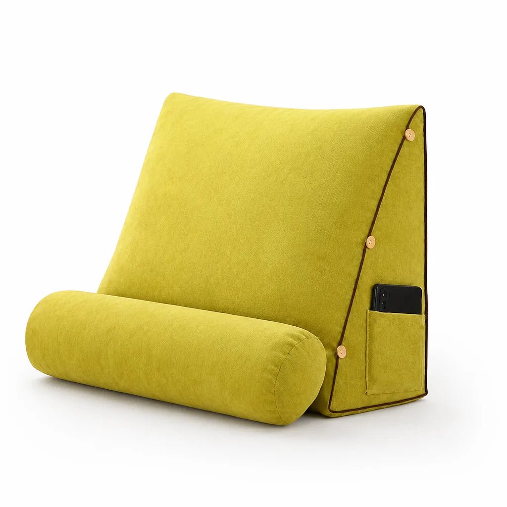 Contoured Wedge Lumbar Support Pillow with Side Storage Pocket