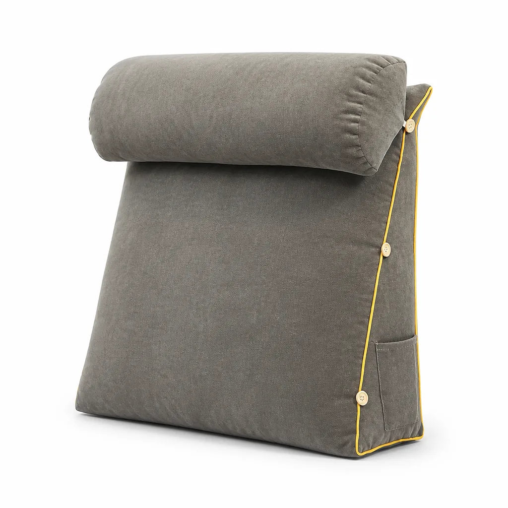 Contoured Wedge Lumbar Support Pillow with Side Storage Pocket