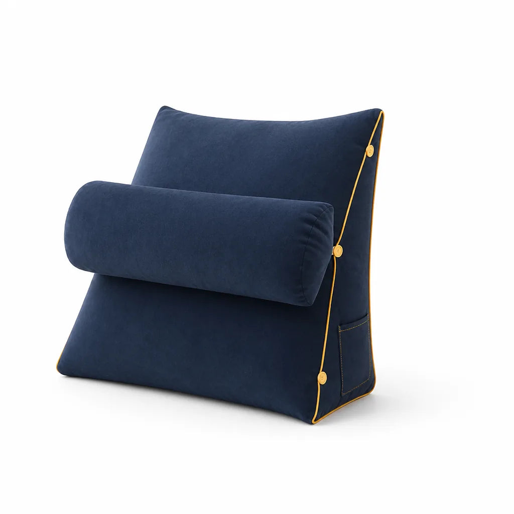 Contoured Wedge Lumbar Support Pillow with Side Storage Pocket