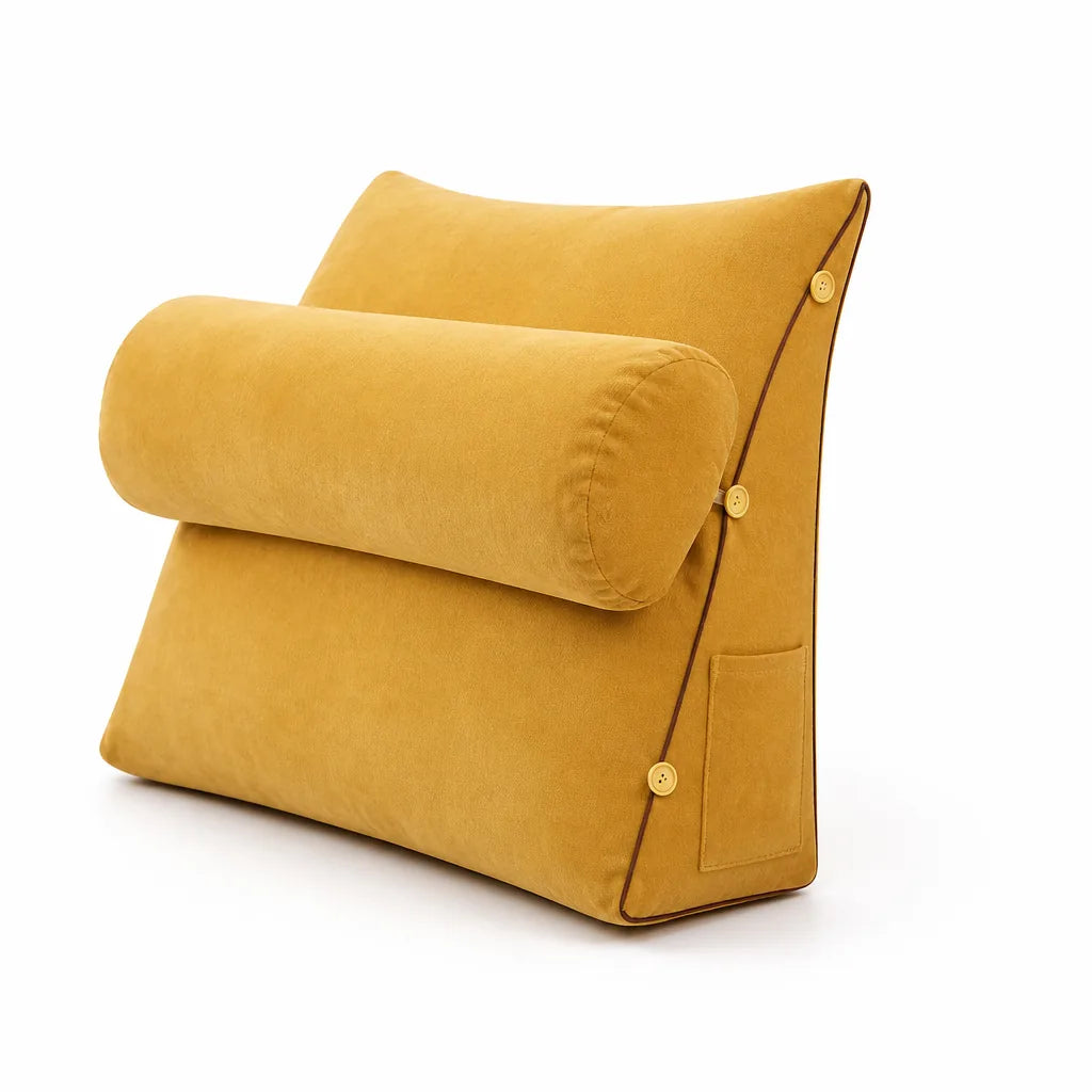 Contoured Wedge Lumbar Support Pillow with Side Storage Pocket