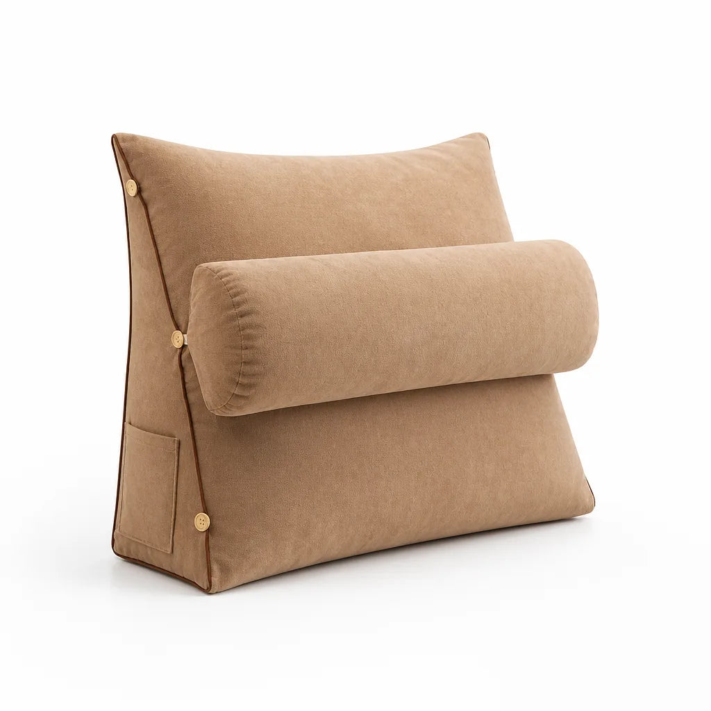 Contoured Wedge Lumbar Support Pillow with Side Storage Pocket