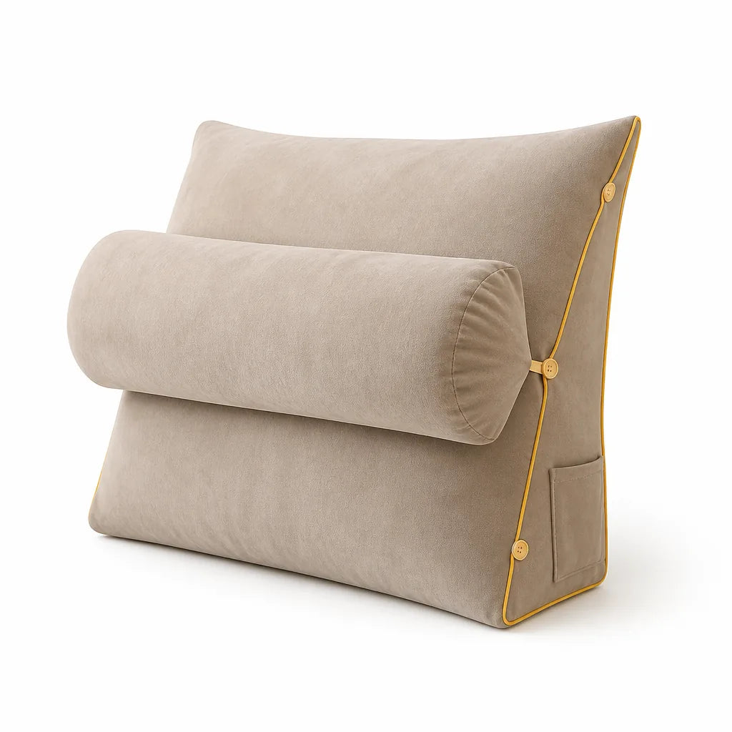 Contoured Wedge Lumbar Support Pillow with Side Storage Pocket