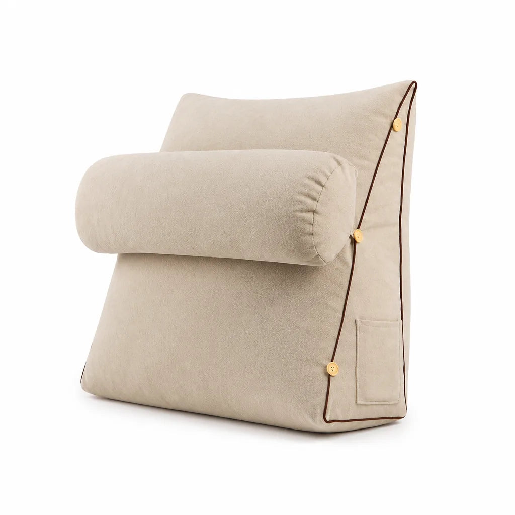 Contoured Wedge Lumbar Support Pillow with Side Storage Pocket