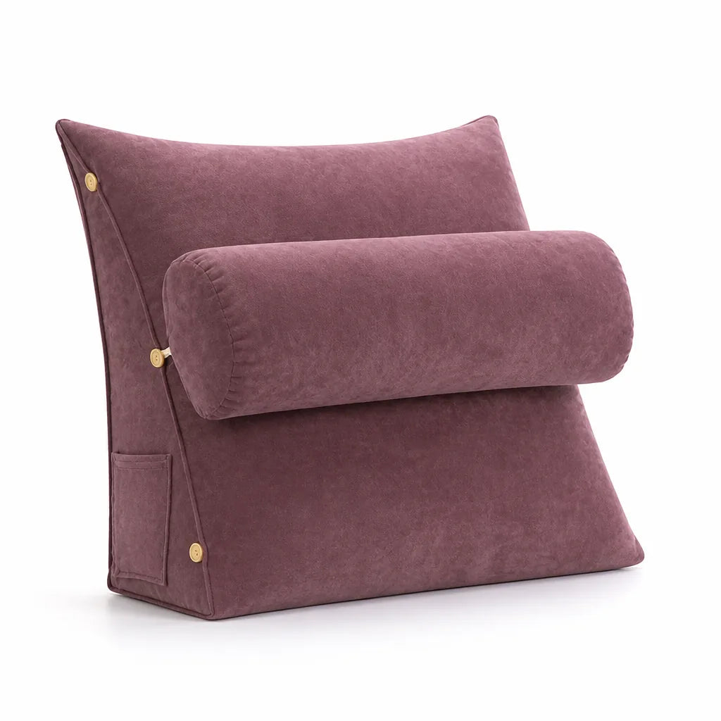 Contoured Wedge Lumbar Support Pillow with Side Storage Pocket