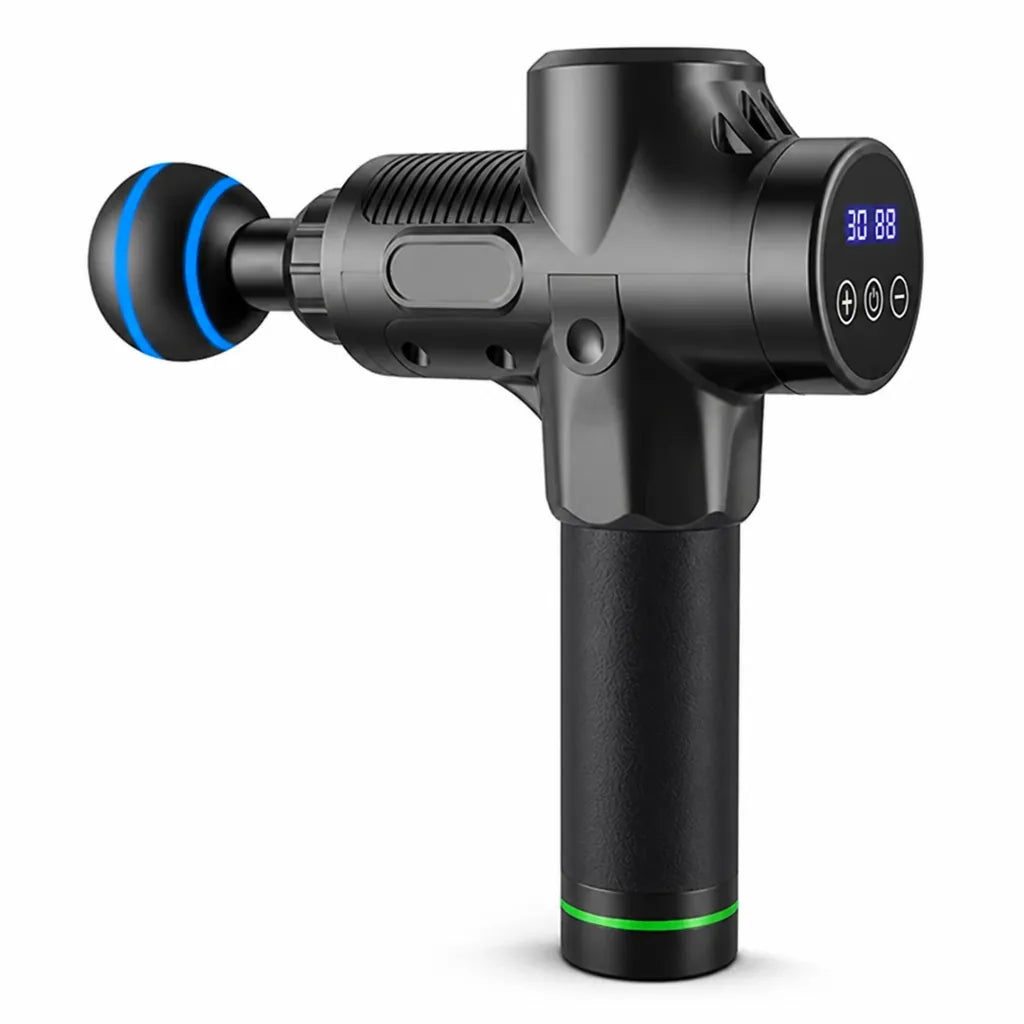 Cordless Rechargeable Percussion Massage Gun (30-Speed, Interchangeable Heads)