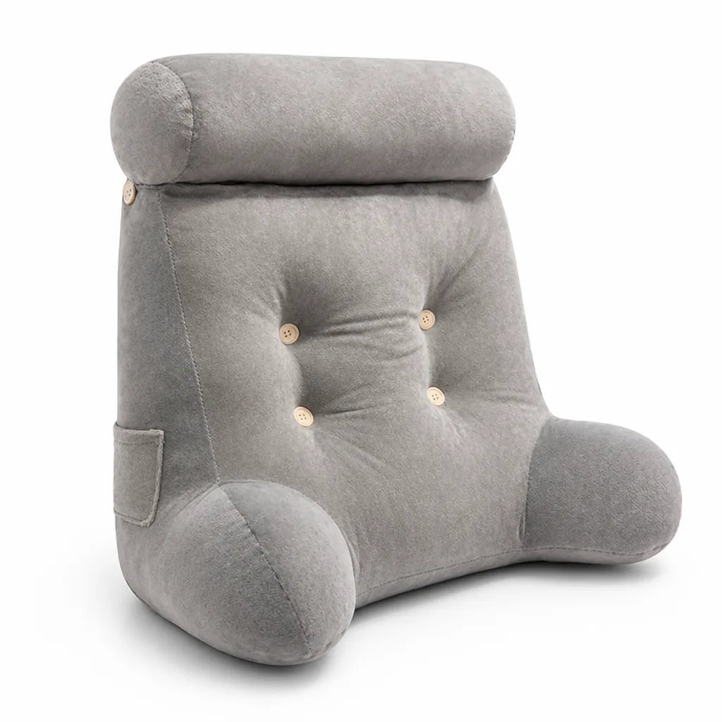 Ergonomic Contoured Lumbar Pillow With Side Pockets, Removable Cover