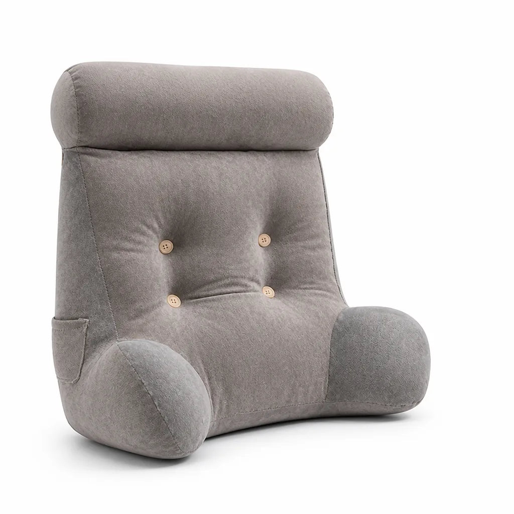 Ergonomic Contoured Lumbar Pillow With Side Pockets, Removable Cover