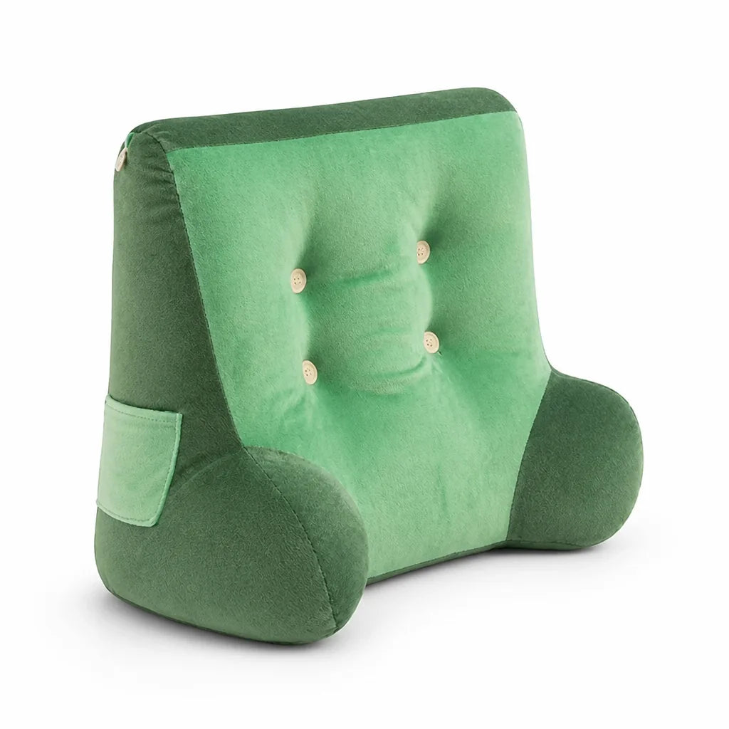 Ergonomic Contoured Lumbar Pillow With Side Pockets, Removable Cover