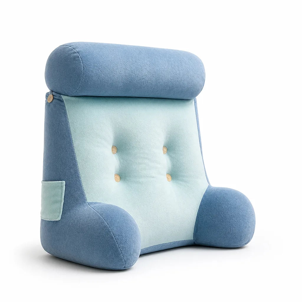 Ergonomic Contoured Lumbar Pillow With Side Pockets, Removable Cover