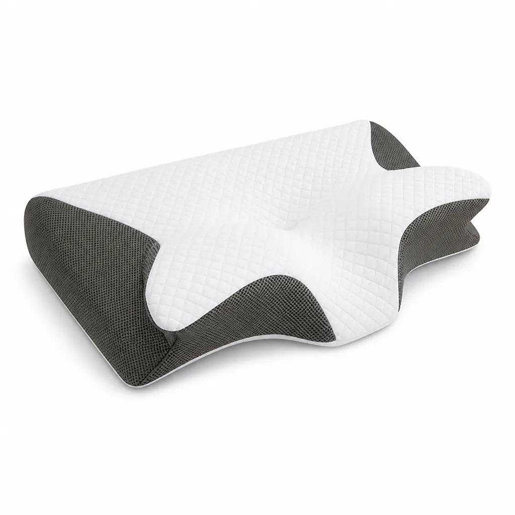Ergonomic Contoured Support Neck Pillow (Ventilated Hypoallergenic Cover)