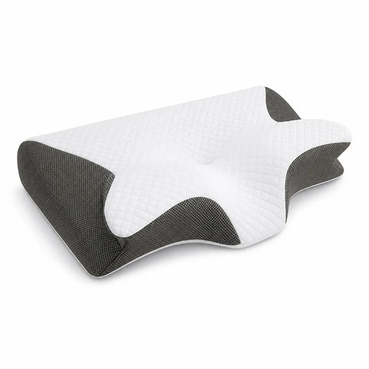 Ergonomic Contoured Support Neck Pillow (Ventilated Hypoallergenic Cover)