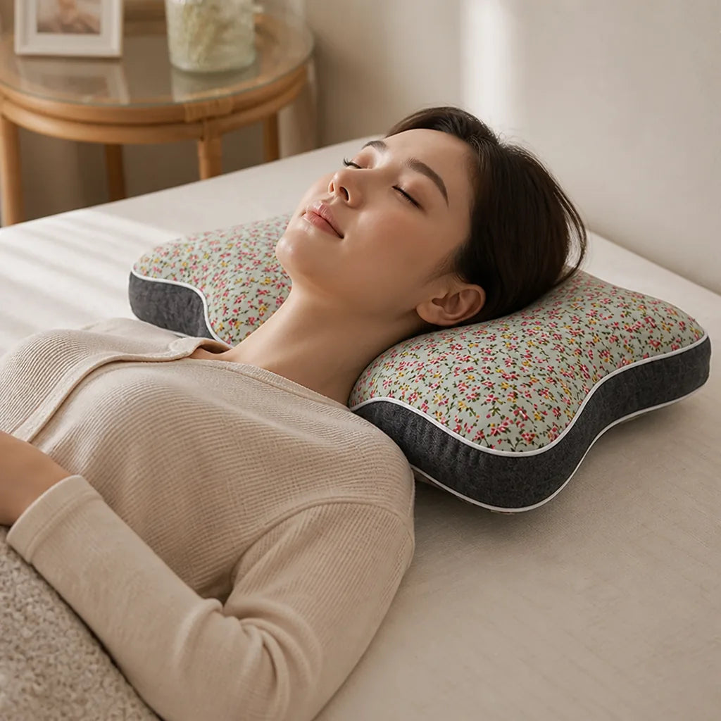 Ergonomic Floral Hypoallergenic Neck Pillow (Removable Washable Cover)