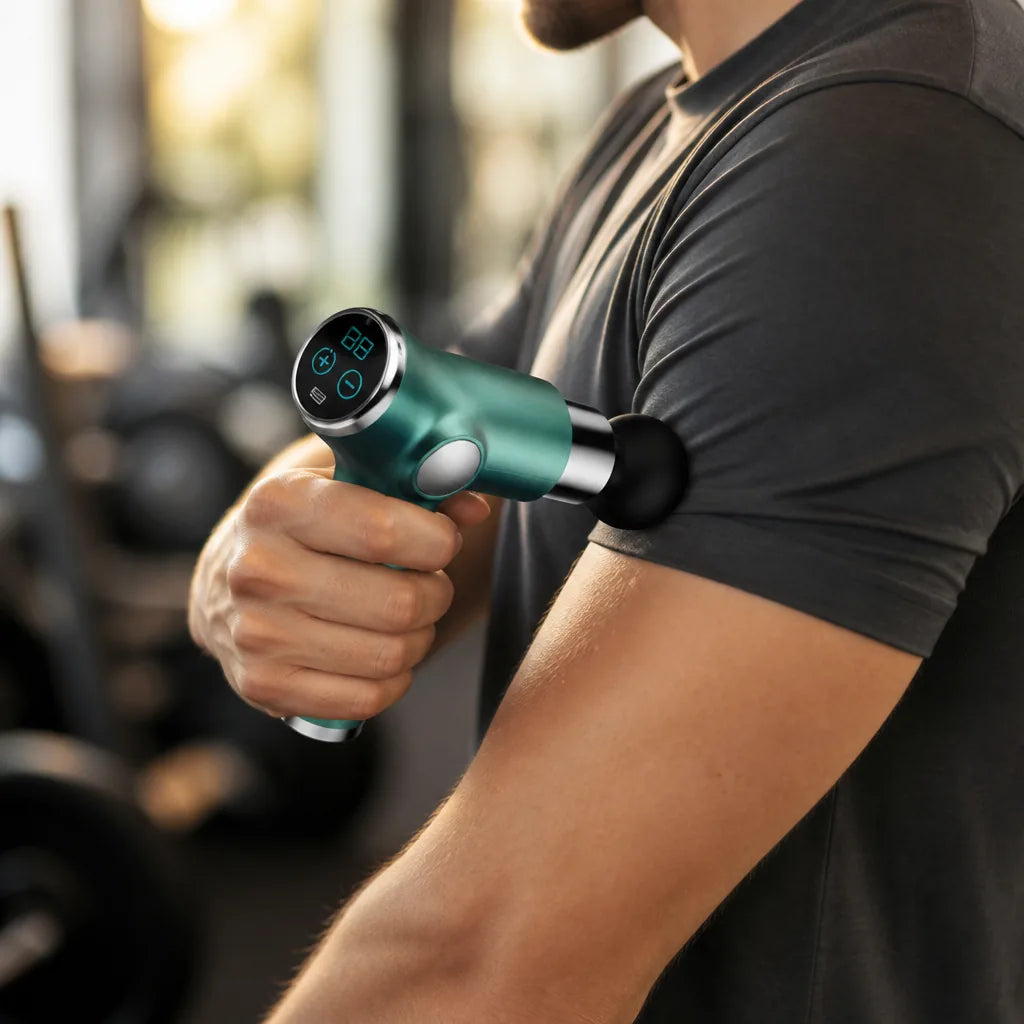 Portable Handheld Vibrational Massage Gun (Rechargeable, 1-Hour Battery)
