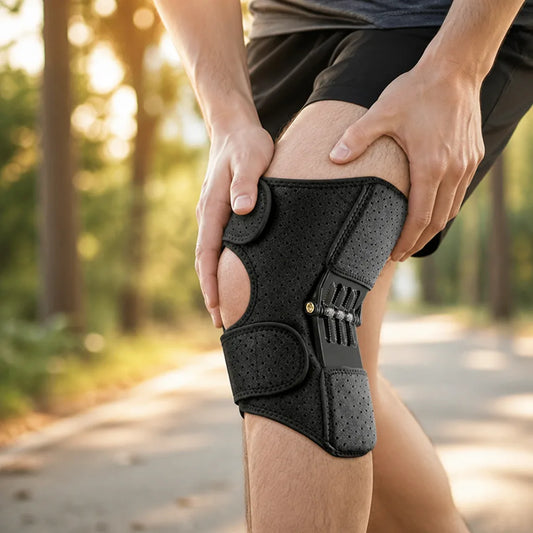 Spring-Loaded Rebound Knee Support Brace with Adjustable Straps