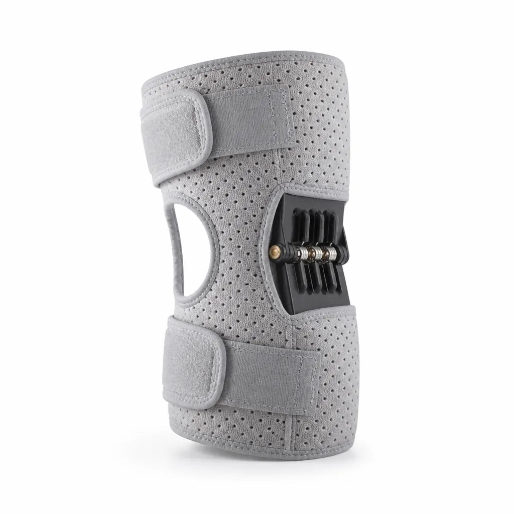Spring-Loaded Rebound Knee Support Brace with Adjustable Straps