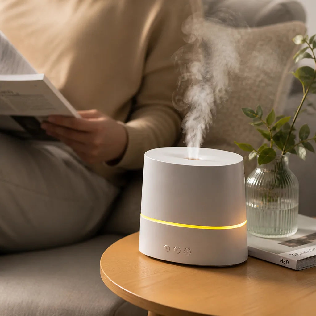 Ultrasonic Aromatherapy Humidifier With Ambient LED Lighting And Timer