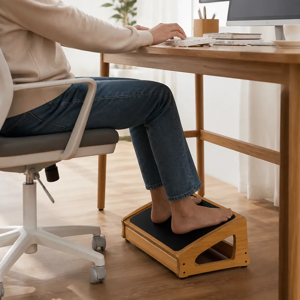 Wood Under-Desk Footrest (Non-Slip Base)